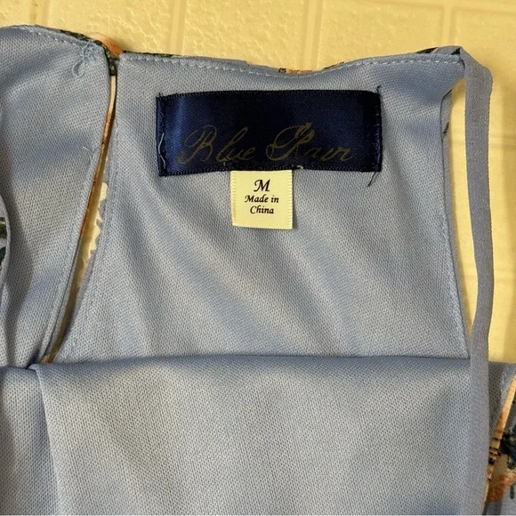 Blue Rain Floral Blue Sleeveless Dress - Picture 6 of 6